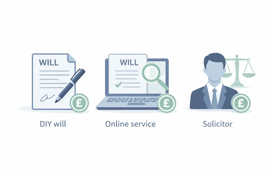 DIY will vs online will writing vs solicitor in the UK