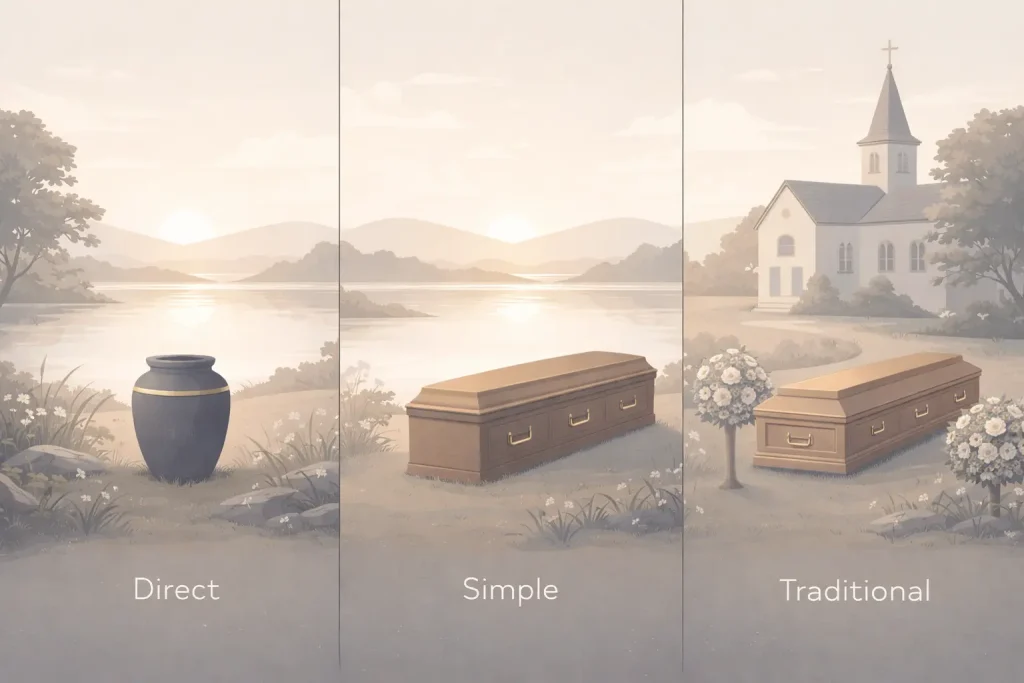 Average cremation cost UK by service type