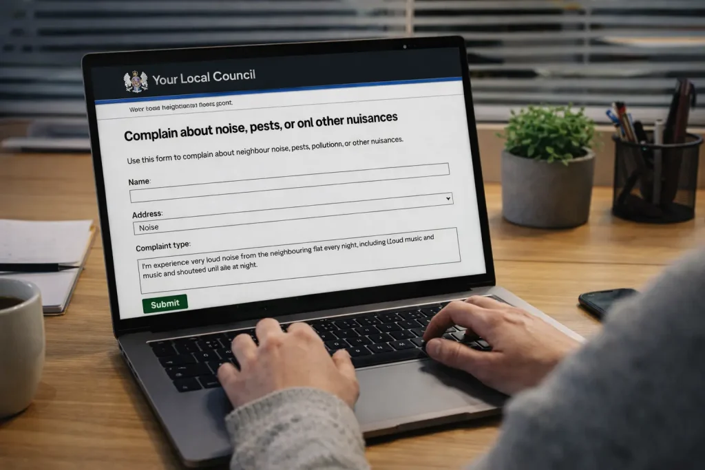 Submitting a neighbour complaint to the council online in the UK