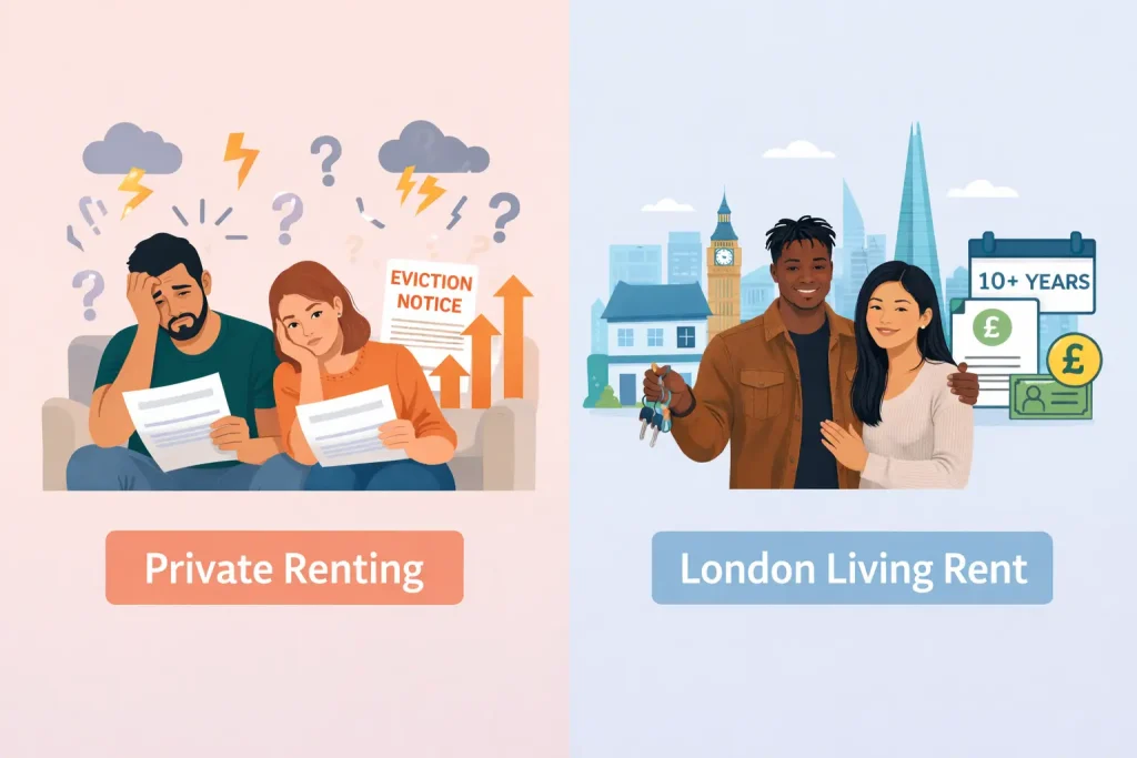 London Living Rent vs private renting comparison