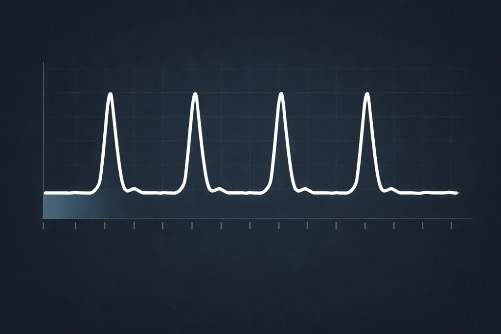Energy use graph showing repeated spikes that increase peak demand and costs