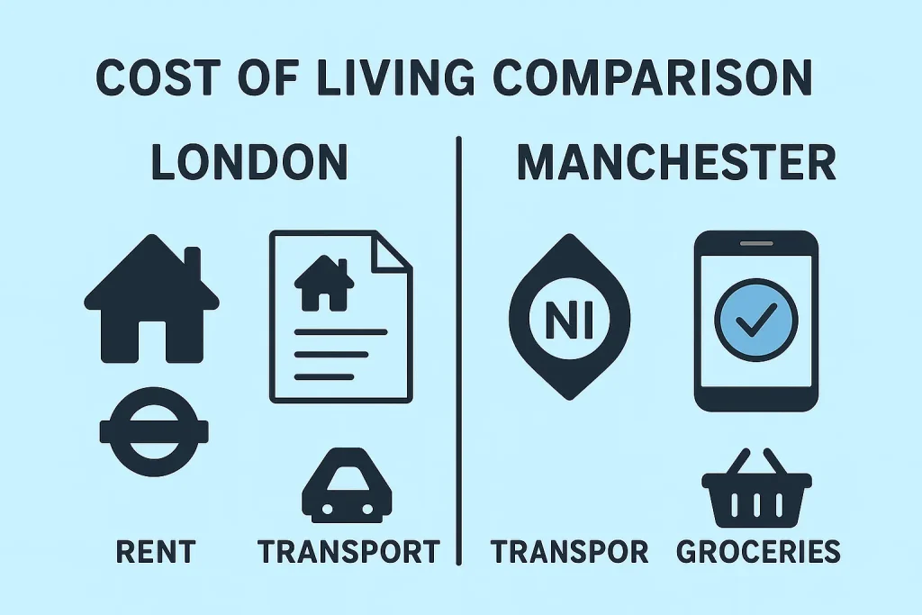 UK Banking for Newcomers: How to Open an Account, Get Paid & Avoid Costly Mistakes Cost of living comparison between London and Manchester