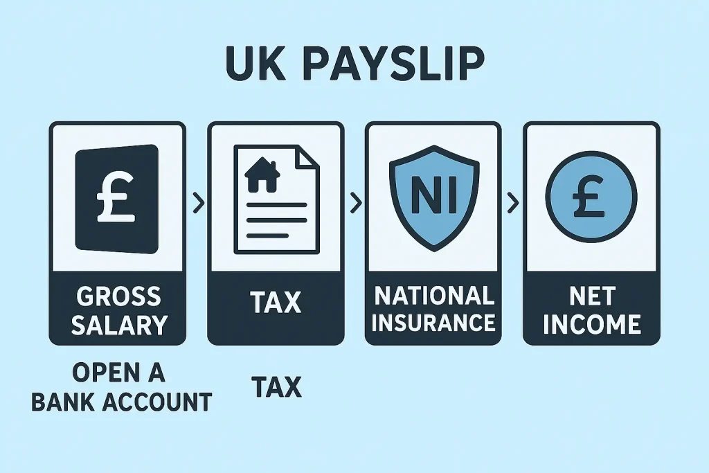 UK Banking for Newcomers: How to Open an Account, Get Paid & Avoid Costly Mistakes UK salary tax and national insurance breakdown example