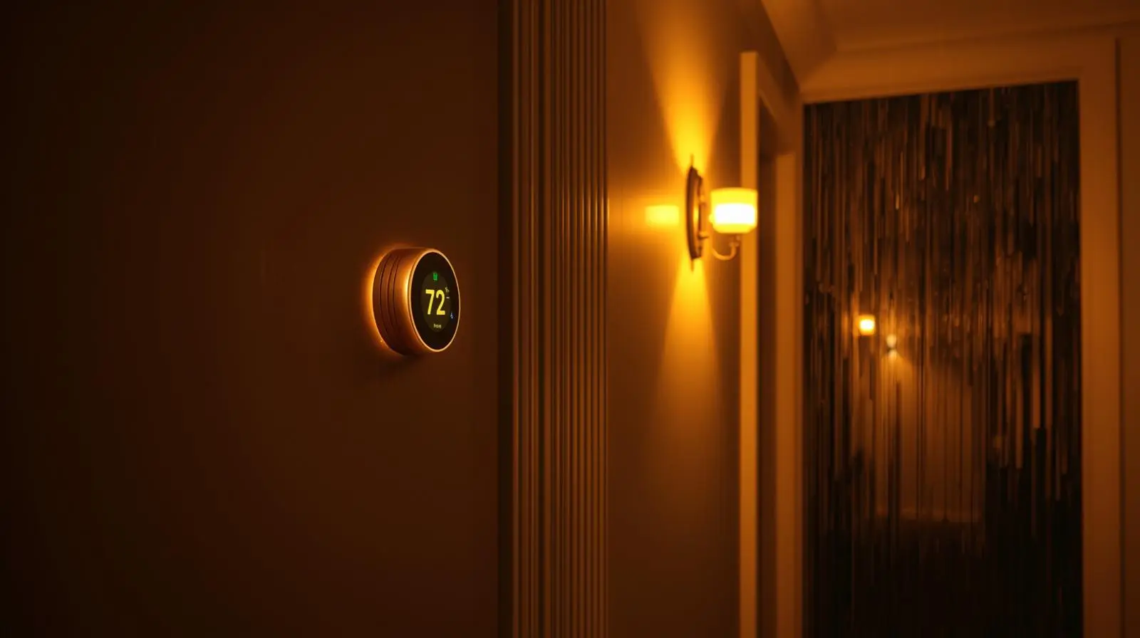 Smart home in the UK with heating and lighting turned on before arriving home in the evening