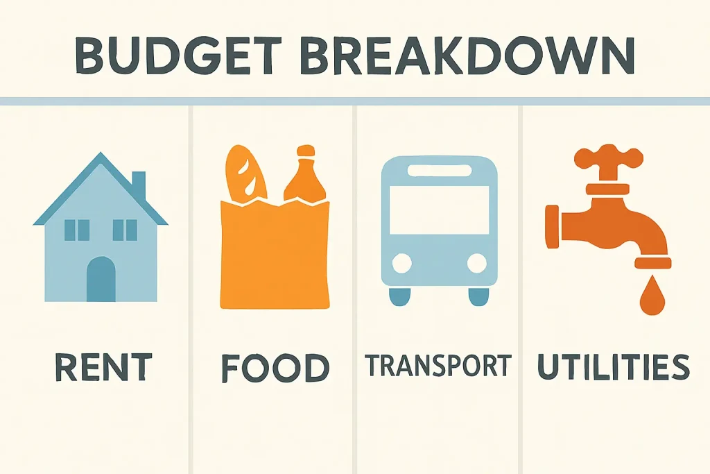 Example monthly budgets in the UK for single person couple and family