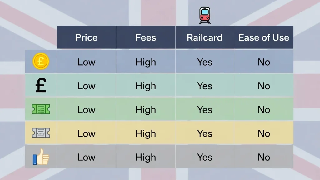Comparison chart of the best split ticket app options in the UK (2026)