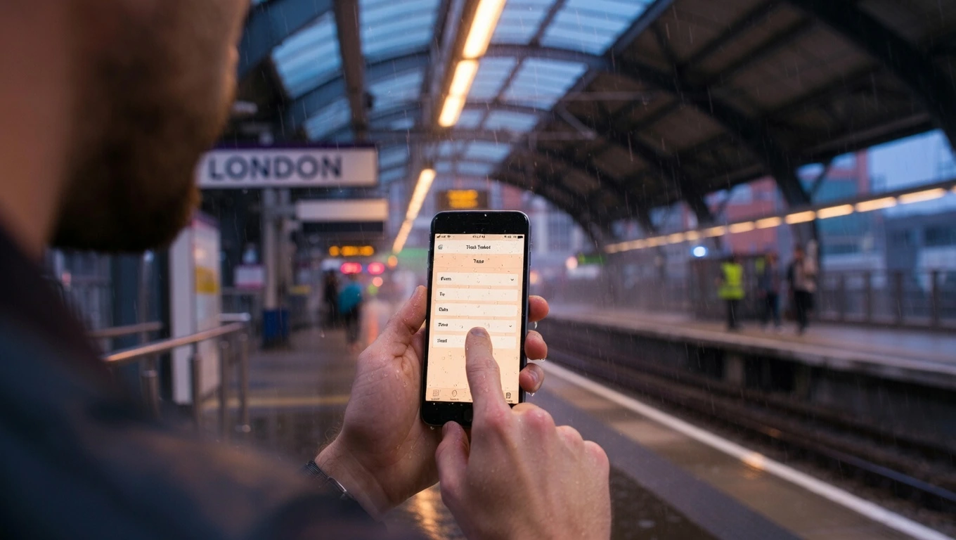 Best split ticketing apps UK 2026 on a smartphone at a UK train station