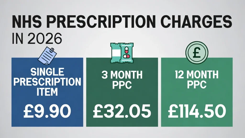NHS prescription charges 2026 and PPC cost comparison